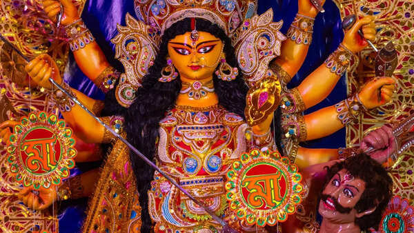 Devotees celebrating Navratri.