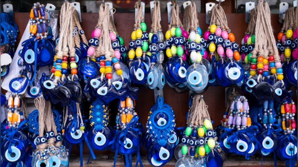 Evil Eye charm placed in a home for protection.