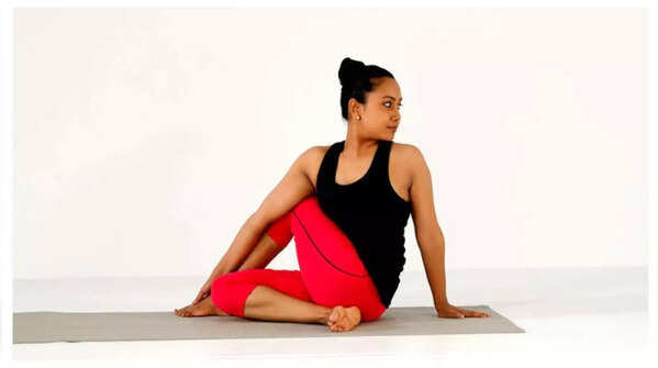 Ardha Matsyendrasana pose for internal organ massage