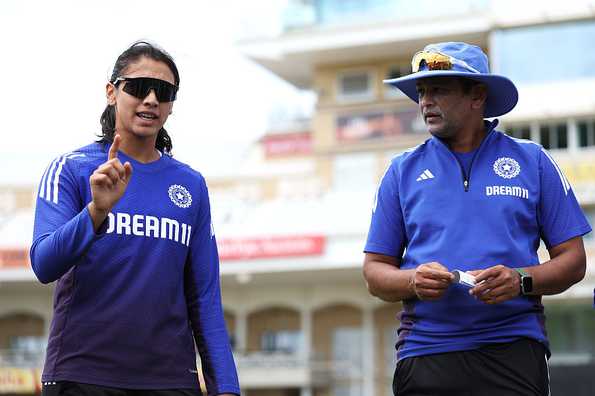 Smriti Mandhana addresses the media in Harmanpreet Kaur's absence.