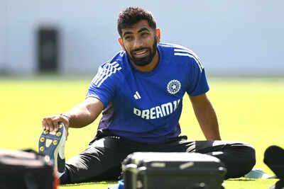 Jasprit Bumrah preparing for a net session at Edgbaston.