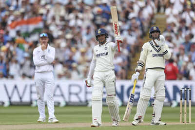 Shubman Gill celebrates a remarkable century, underscoring his leadership on day two of the Test.