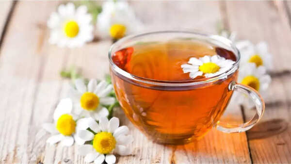 Relaxing cup of chamomile tea
