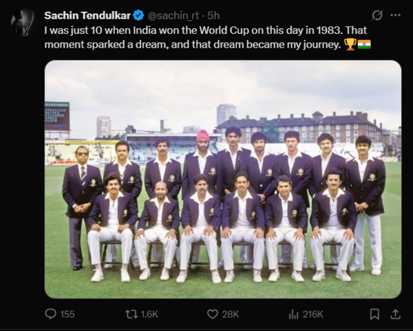 Sachin Tendulkar's inspirational post